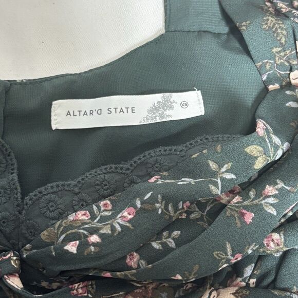 Altar’d State Forest Fairy Floral Puff Sleeve Crop Babydoll Blouse XS Coquette - Picture 8 of 11